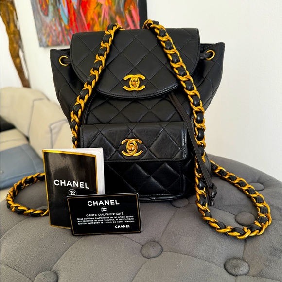 CHANEL Handbags - ‼️FINAL PRICE‼️ LOT 1394 ICONIC 24K gold plated CHANEL Duma vintage backpack 90s